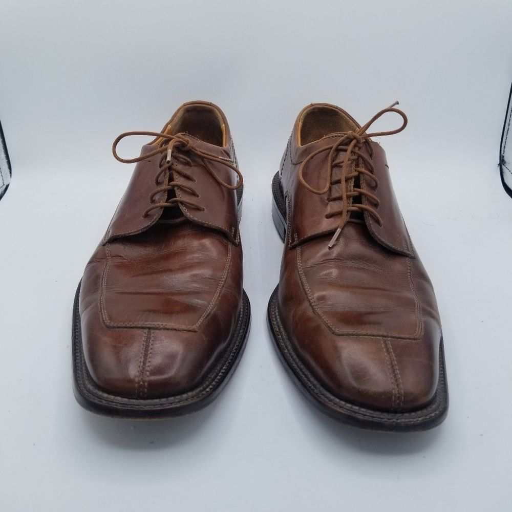 Mens Oxford shoes 9.5 Cole Haan Wooden Soles Brown Lace Up lacers Italy - Picture 13 of 14